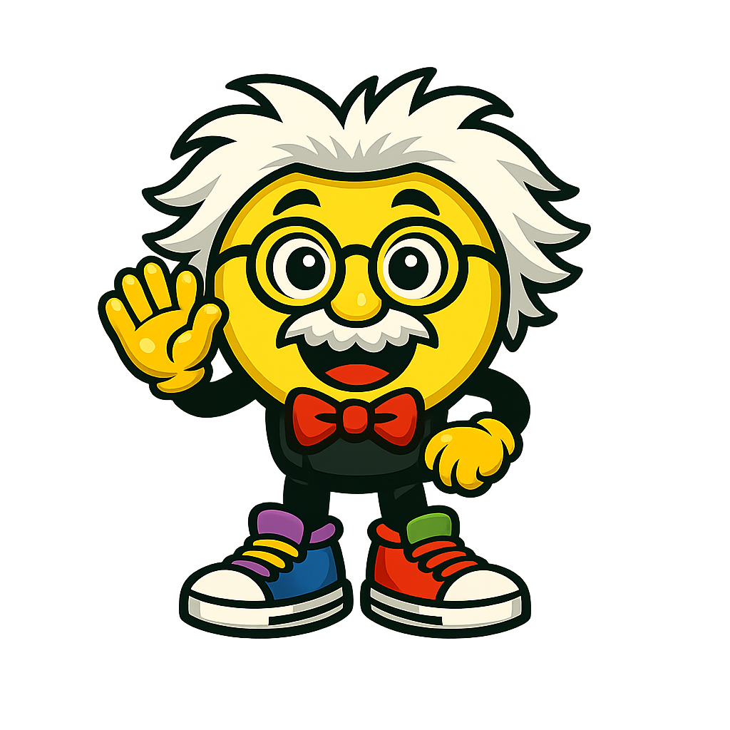 Professor Phrasey, the Phraseoff mascot, smiling and waving hello